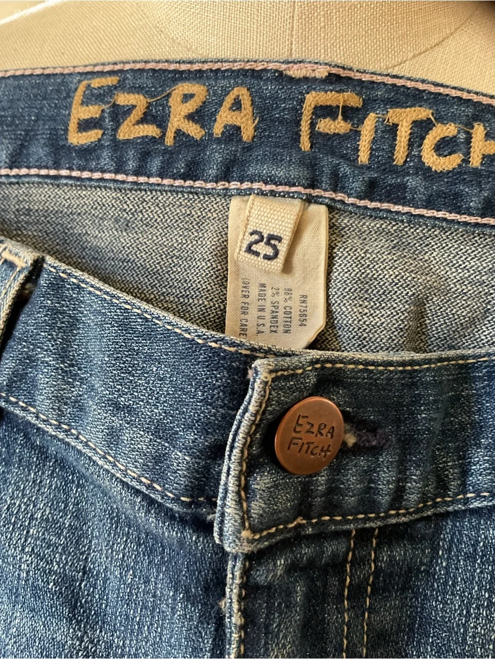 Ezra Fitch Women’s Blue Denim Pencil Skirt with Front Slit